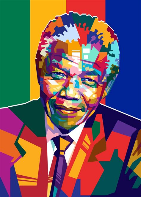 Nelson Mandela Pop Art Poster Picture Metal Print Paint By Rjwltg