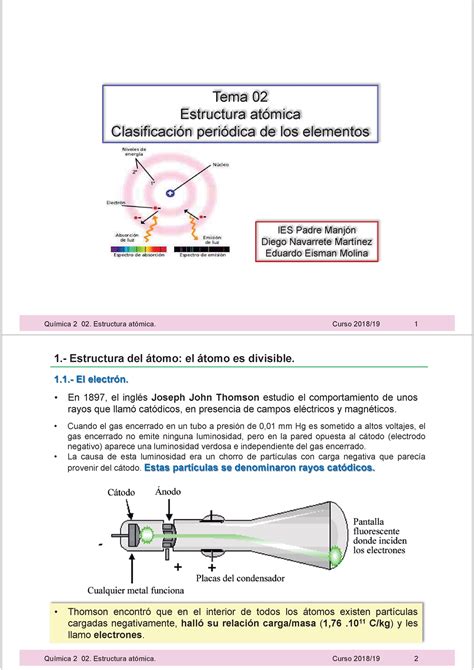 Estructura ato Ì mica y sistema peri Ã³dico Química 2 02 Estructura