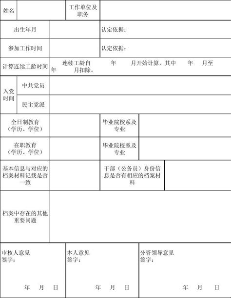 干部基本信息审核确认登记表word文档在线阅读与下载无忧文档