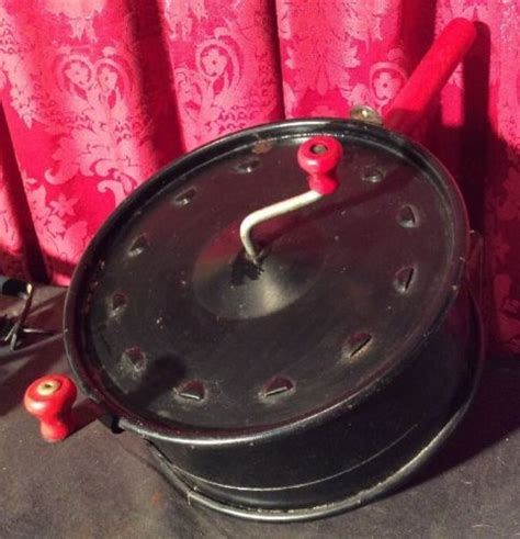 Vintage Antique E Z Popcorn Popper Stove Top Whirly Crank Style Red Handled Antique Price