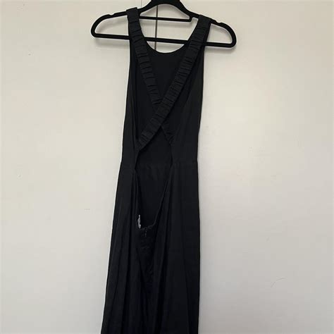 Aere Black Cross Back Linen Maxi Dress Size Depop