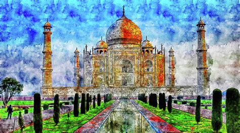 Cityscape Watercolor Drawing Taj Mahal Drawing By Hasan Ahmed Fine