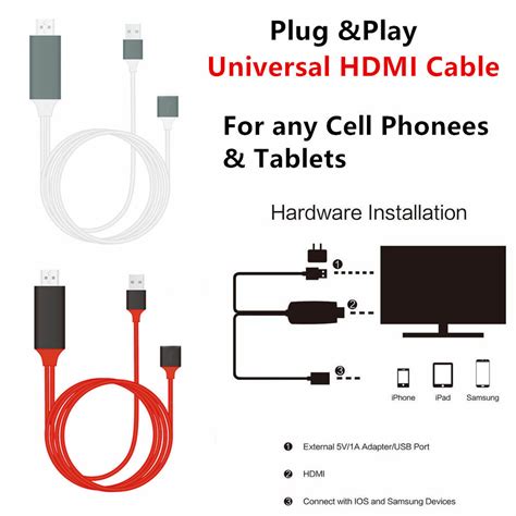 Phone To Tv 1080p Universal Hdmi Hdtv Av Adapter Cable For Cell Phone And Tablets Ebay