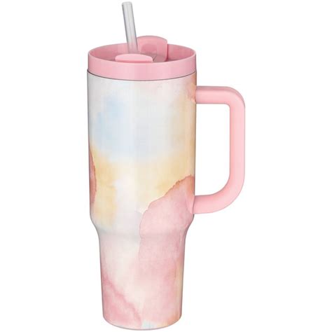 Haven & Key Summer Tumbler With Straw - Pink Watercolor (40 oz