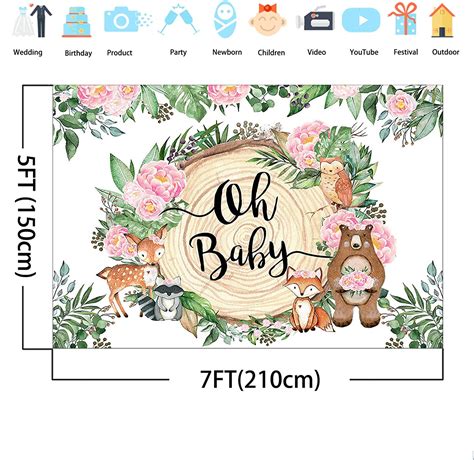 Avezano Woodland Baby Shower Backdrop Girl Oh Baby Shower Flower