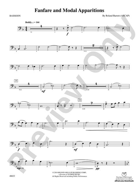 Fanfare And Modal Apparitions Bassoon Bassoon Part Digital Sheet