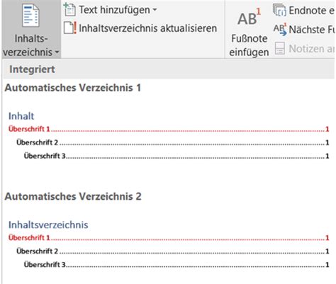 Ein Automatisches Inhaltsverzeichnis In Word Erstellen Eine N Tzliche