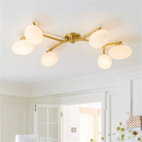 Everly Quinn Reep Light Elliptical Opal Glass Semi Flush Mount