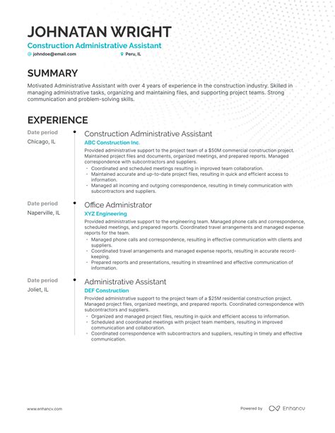 Construction Administrative Assistant Resume Examples Guide For