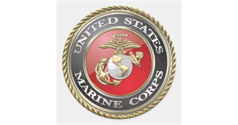 Usmc Emblem And Uniform 3d Classic Round Sticker Zazzle