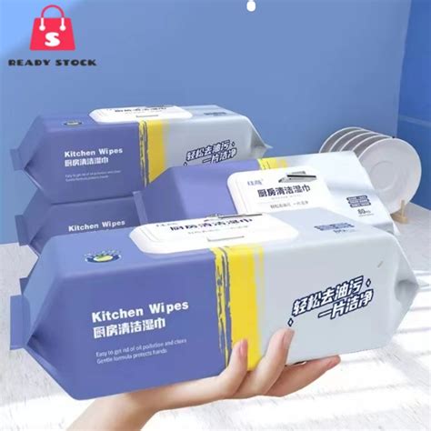 Rss 80pcs Kitchen Cleaning Wipes Strong Decontamination Kitchen Wipes Degreasing Lap Pembersih