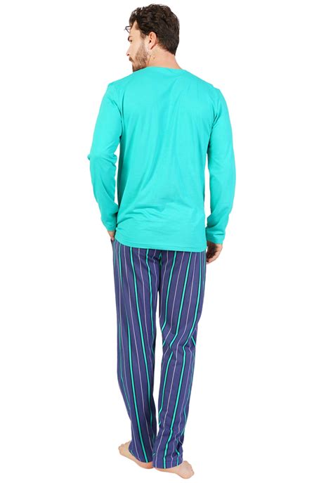 Pijama Barbati Gazzaz By Vienetta Model Infinity Verde Albastru Emag Ro