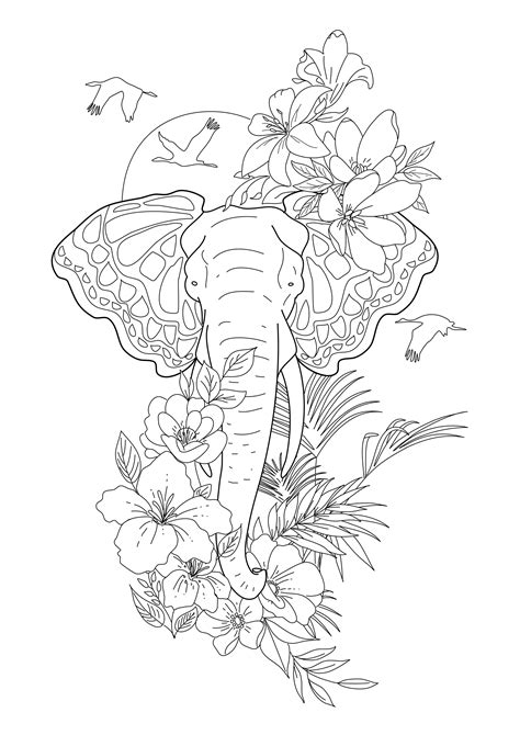 Adult Coloring Pages Elephant