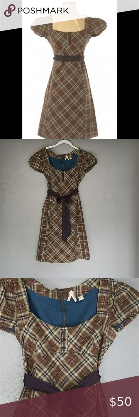 Anthropologie Maeve Plaid Brown Dress Brown Dress Anthropologie Dress Dresses