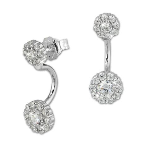 Silberdream Ohrstecker Dangle Ear Cuff Zirkonia Blume Wei Silber