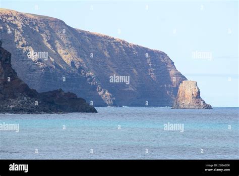 The wild coasts of Easter Island with the cliffs of the Poike volcano ...