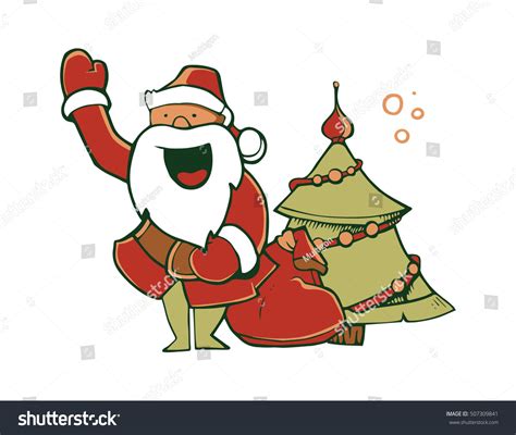 Vector Illustration Santa Claus Full Sack Stock Vector Royalty Free