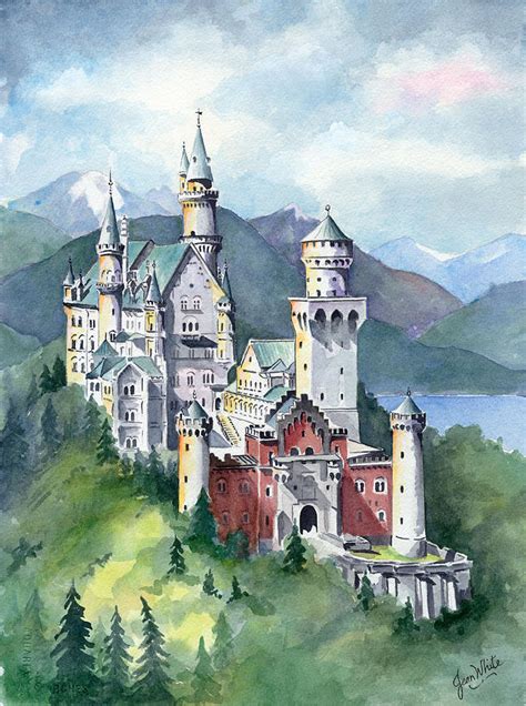 Neuschwanstein Painting By Jean Walker White Fine Art America