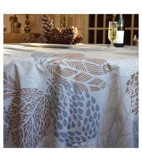 Nappe Enduite Feuilles Gris Beige Anti Tache Fleur De Soleil