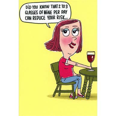 Woman Sitting at Table with Wine Glass Feminine Humorous / Funny Birthday Card for Her : Woman ...