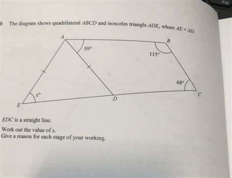 Solved The Diagram Shows Quadrilateral ABCD And Isosceles Triangle ADE