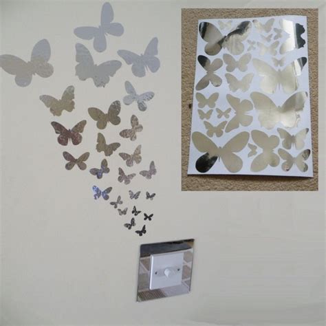 Mirror Butterfly Wall Stickers 1 Sheet Of A4 Etsy