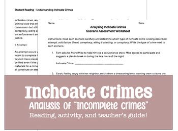 Analyzing Inchoate Crimes | Incomplete Crimes | Reading & Activity