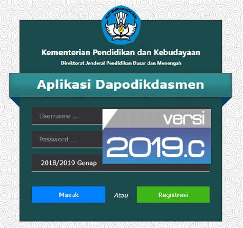 Aplikasi Dapodikdasmen Versi 2019 C Semester 2 Tahun Pelajaran 2018