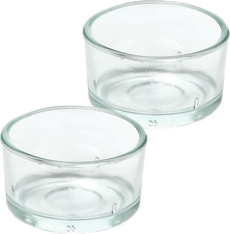 2x Theelichthouders Waxinelichthouders Van Glas 4 2 X 3 Cm Glazen