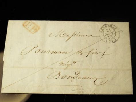 FRANCE 1845 STAMPLESS COVER LETTER TO BORDEAUX SEPT 21 1845 NICE