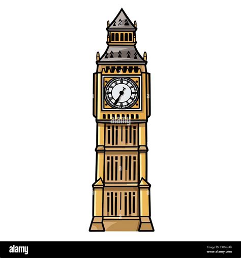 Big Ben Big Ben Dibujado A Mano Ilustración Cómica Vector Doodle