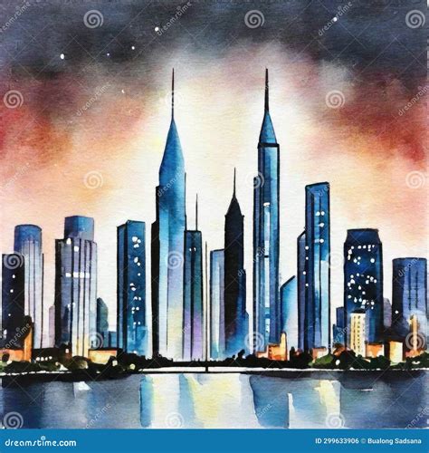 Skyline Of Futuristic Skyscrapers, Towering Futuristic Skyscrapers , AI