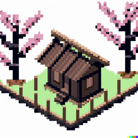 David × Dall·e 2 Isometric Pixel Art Of Japanese House Made Out Of