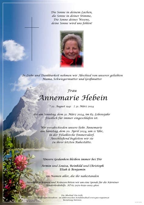 Parte F R Annemarie Hebein Pax Requiem