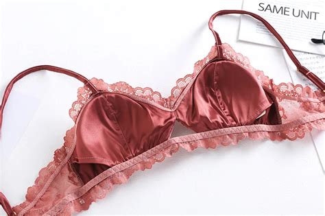 French Style Bra Set Embroidery Hollow Thin Cup Lace Removable Padded