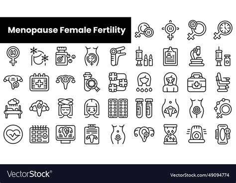 Set Of Outline Menopause Female Fertility Icons Vector Image