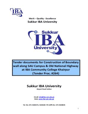 Fillable Online Sukkur IBA University Tender Documents For Construction