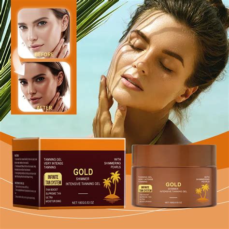 Golden Glitter Tanning Gel For Repairing And Even Skin Tone Creating