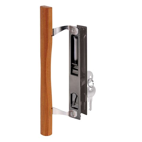 Prime-Line Wood Tone Steel Outdoor Sliding Glass Door Lock Set Mfr# C