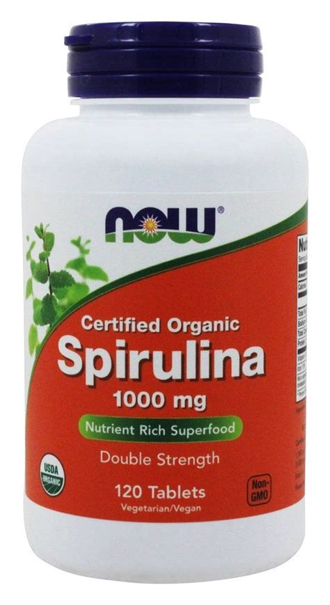 NOW Foods Spirulina Double Strength 1000 Mg Organic 120 Tablets