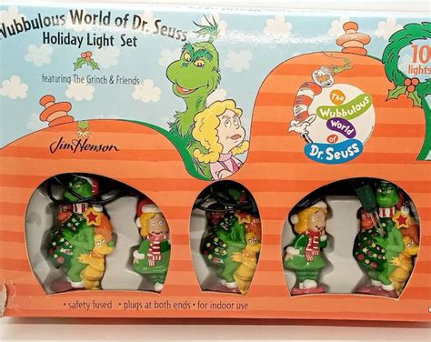 Vtg The Grinch Dr Seuss Christmas String Lights Jim Henson Etsy