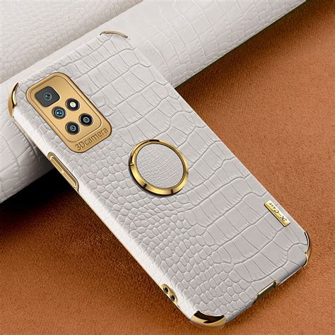 Xiaomi Redmi 10 Caseruilean Crocodile Pattern 360 Degree Rotating Ring Protective Cover