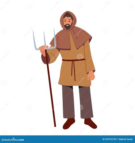 Medieval Peasant Icon Cartoon Vector Man Peasant