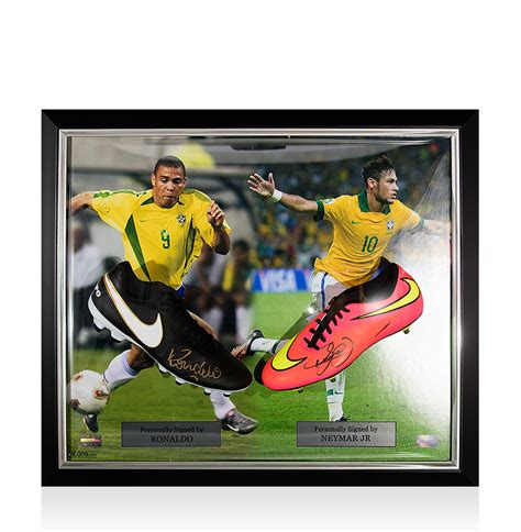 Framed Ronaldo Neymar Jr Signed Nike Boots In Brazil Frame Autograph