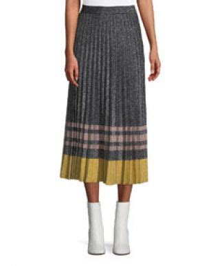 DEREK LAM 10 CROSBY Derek Lam 10 Crosby Pleated Metallic Knit Midi Skirt