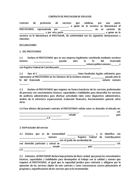 Contrato De Prestacion De Servicios Pdf Comportamiento