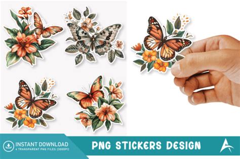 Butterfly PNG Sticker Clipart Design Graphic By AllisonSuns Creative