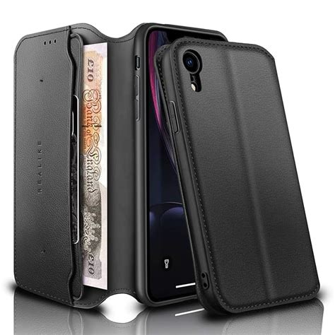 Realike Etui Portefeuille Pour Iphone Xr Cuir Pu Housse Avec