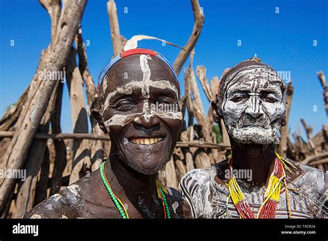 Man Of The Tribe Of The Karo With Face Painting Hi Res Stock