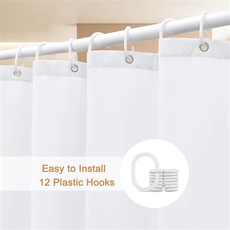 Inosoo White Fabric Shower Curtain Liner 72x72 Water Repellent Cloth Shower Curtain Bathroom